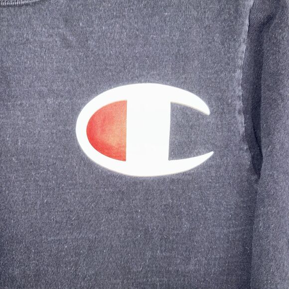 Champion Vintage Men's Size LG Black Big Logo Spell Out 90s Long Sleeve T-Shirt - Picture 4 of 9